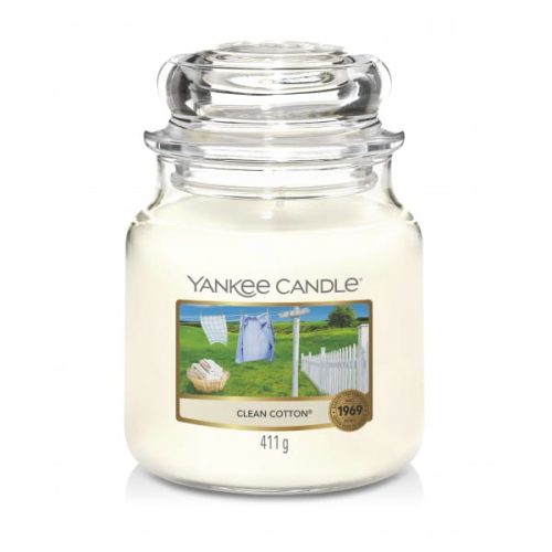 ŚWIECA ZAPACHOWA YANKEE CANDLE ŚREDNIA CLEAN COTTON