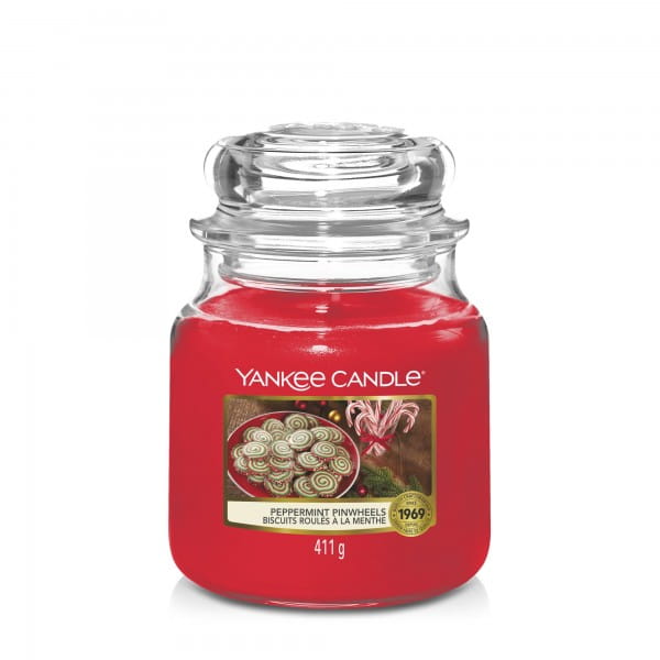 ŚWIECA ZAPACHOWA YANKEE CANDLE ŚREDNIA PEPPERMINT PINWHEELS